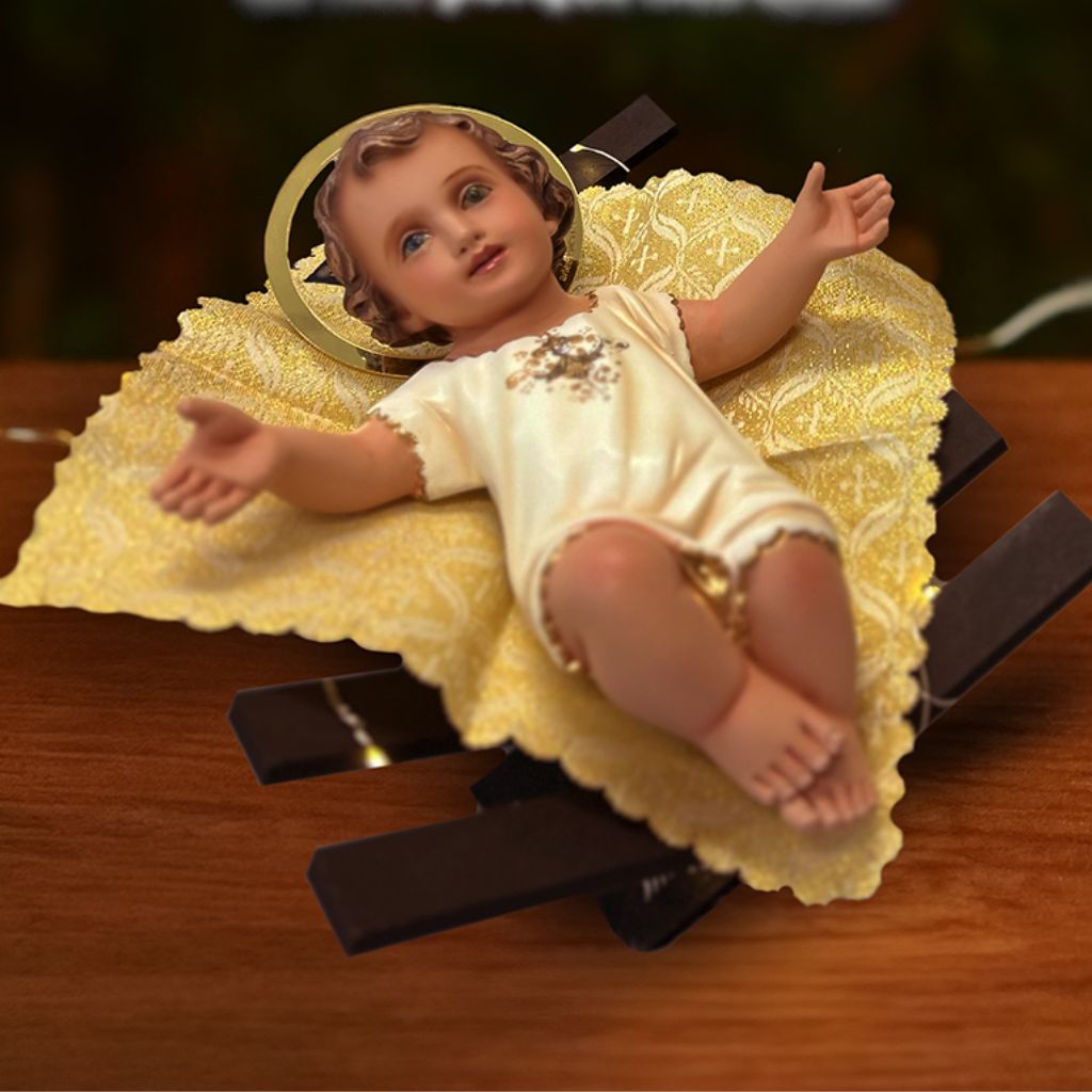 Imagem Menino Jesus 20cm com Manjedoura